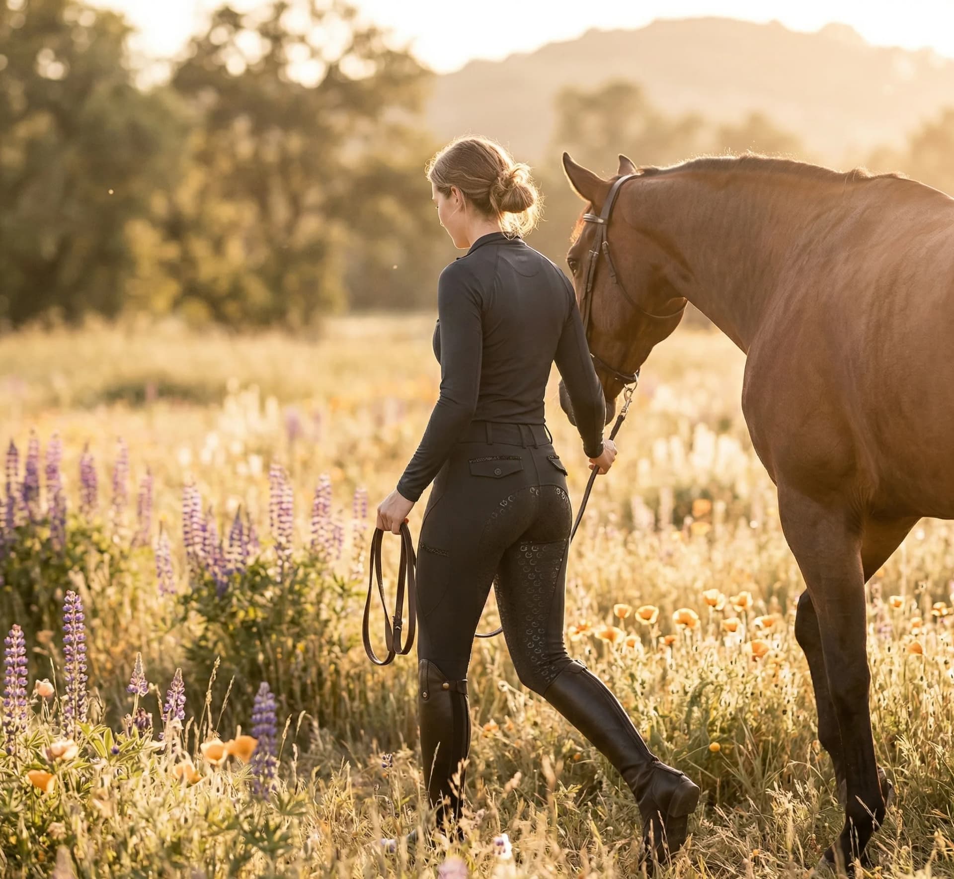 Paard in een groen veld