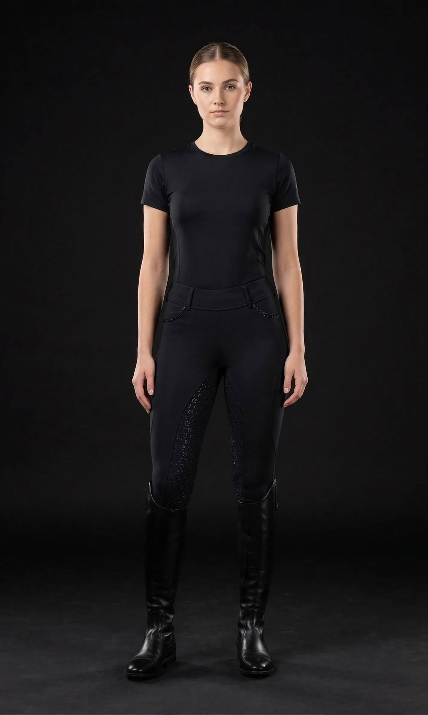 EQUIVE The Signature rijbroek - vooraanzicht zwart